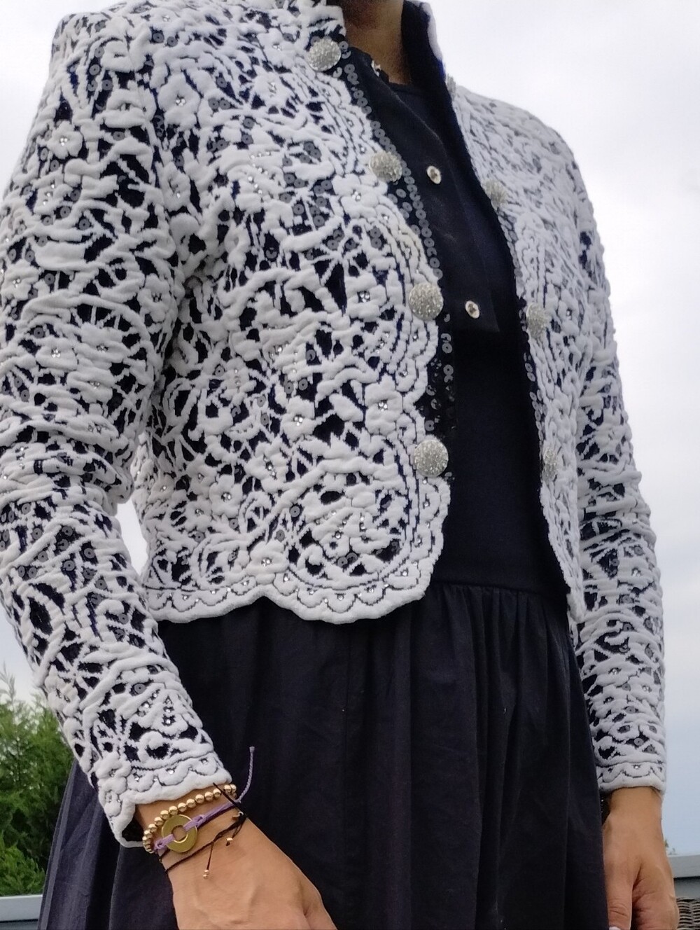St John White Crocheted Lace Bolero Jacket 4 - Picture 13 of 13
